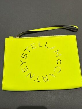 Stella McCartney Neon Yellow Perforated Logo Wristlet